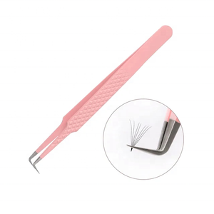 Pince à épiler pour extensions de cils de qualité supérieure, à pointe pointue en forme de L à 45 et 90 degrés, en acier inoxydable, avec poignée confortable, marque privée - Product Image 1