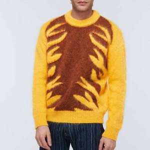 Pull en maille de cachemire et de laine à col rond décontracté pour homme, couleur unie, manches longues, grande taille, logo sur le devant, vente exceptionnelle - Product Image 1