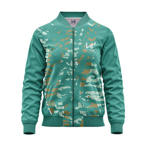 Chaqueta universitaria de béisbol de poliéster 100% hecha a medida para hombre, estilo con cremallera y cuello levantado bordado de calle alta con tarifa cero - Product Image 2