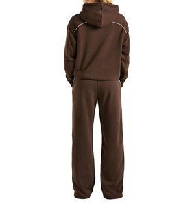 Conjunto Deportivo para Mujer, Color Marrón, con Capucha, 100% Algodón, Manga Larga, Color Sólido, Corte Regular, Sudadera y Pantalones - Product Image 6