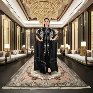 Vestido caftán bordado hecho a mano con adorno de lentejuelas Premium para mujer, manga larga, frente abierto, de talla grande para fiestas nocturnas - Product Image 1