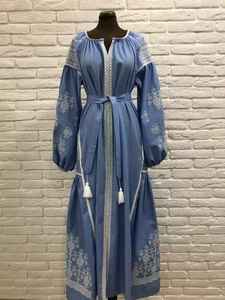 Nouvel arrivage de robe brodée vintage pour femmes, mode ukrainienne, longue longueur au sol, glands décontractés, manches longues, taille, ficelle - Product Image 4