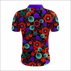 Polo décontracté à manches courtes pour homme avec imprimé floral Chemises de golf en jersey respirant de grande taille Vêtements de sublimation pour homme - Product Image 3