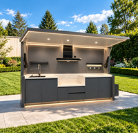 Station de barbecue en acier inoxydable pour cuisine extérieure commerciale avec table de préparation et rangement, ensemble de cuisson pour traiteur extérieur