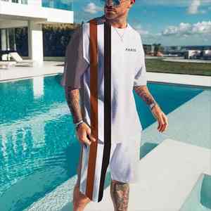 Men's Oversized T-shirts 2-Piece O-<b>Neck</b> 3D Short Sleeve Shirt Shorts Set Summer Running Suit Breathable for Autumn Season - Product Image 4