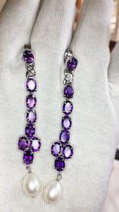 Boucle d'oreille en argent sterling 925 avec pierre précieuse d'améthyste naturelle de qualité AAA très beau et design unique et parfait pour toute occasion - Product Image 3