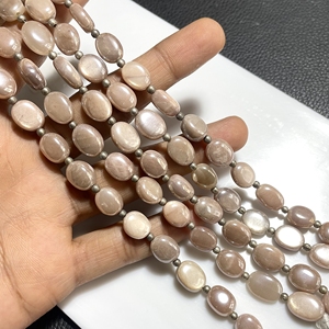 Haute Qualité Pêche Pierre De Lune Enduit Lisse Plaine Forme Ovale Perles De Pierres Précieuses En Gros De Fournisseur De Bonne Qualité - Product Image 4