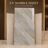 Panneau mural en PVC effet marbre blanc doré de luxe MORLENX, plaque décorative haute brillance