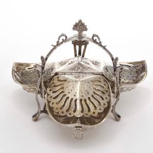 Antique Sterling Silver Triple Folding Biscuit Box Ornate Victorian Style Handarbeit Rare Sheffield Triple Bun Warmer Ornate - Product Image 5