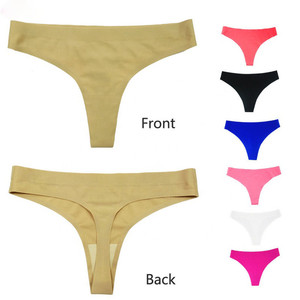 Sous-vêtements sans coutures pour femmes, couleur unie, dos en T, tanga, slip sexy, string en nylon - Product Image 1