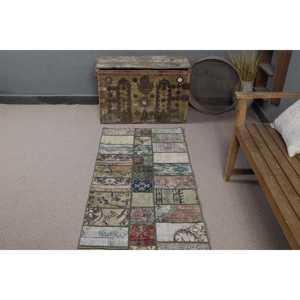 Turkish Rug, 2.4x5.9 ft Vintage Rug, <b>Brown</b> Persian <b>Wool</b> Rug - Product Image 4