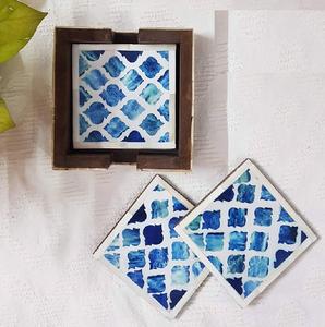 จานรองแก้วฝังกระดูกคุณภาพส่งออก จานรองแก้วทรงสี่เหลี่ยมสําหรับเครื่องดื่มเบียร์ กาแฟ และจานรองแก้วชา โดยคอลเลกชันรอยัลโฮม - Product Image 3