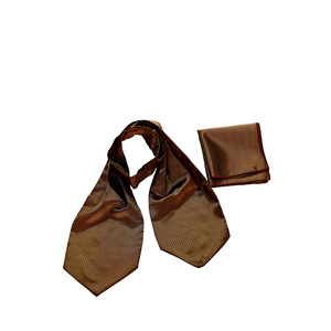 Copper <b>Brown</b> Diamond Patterned Satin Men's Accessory Set Scarf Shawl Ascot and Handkerchief for Bow <b>Tie</b> and Cravats - Product Image 3