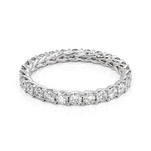 925 argent rond coupe Moissanite diamant éternité alliance pour femmes poire forme incrustation technologie de réglage - Product Image 2