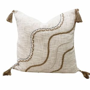 Moroccan Cactus Geometric Handmade Luxury Decorative <b>Cushion</b> <b>Covers</b> with Embroidered Leaves Cotton Kelim Hotel Use - Product Image 4