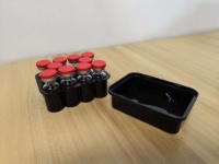 Boîte de 10 flacons de vaccin en plastique PET de 3 ml avec couvercle, matériaux recyclés, emballage transparent, gaufrage, vernissage, couleur personnalisée