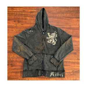 Sweats à capuche Rivet, fabricant OEM, 100% coton molletonné, hiver, surdimensionné, respirant, écologique, premium, lettres en strass, rivets métalliques - Product Image 1