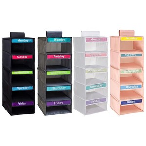 Organisateur de placard suspendu, étagère de rangement hebdomadaire pour vêtements, support de poche à suspendre sur la porte, 5 niveaux pour chambre d'enfant - Product Image 2