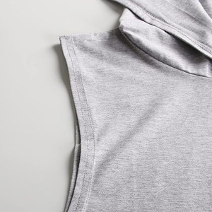 เสื้อมีฮู้ดแขนกุดของผู้ชายผ้าฟลีซเทอร์รี่เนื้อผ้าระบายอากาศได้ดีขนแกะลายพื้นสำหรับฤดูใบไม้ร่วงทำจากผ้าฝ้าย100% - Product Image 5