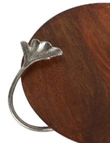Plato redondo de madera más vendido con mango de hoja de metal para restaurante Hotel hogar boda a bajo precio - Product Image 5