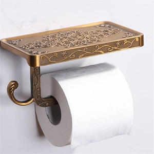 Porte-papier hygiénique en métal durable avec étagère Distributeur mural de rouleaux pour salle de bain Construction moderne élégante et antirouille - Product Image 1