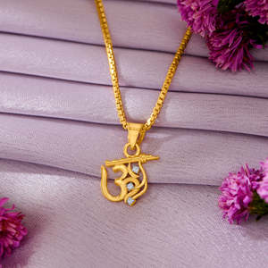 Colgante Religioso Unisex de Oro Amarillo Om Basuri - Amuleto Fino - Product Image 1