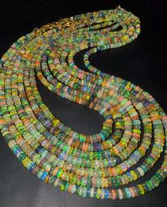 Collar de Perlas Redondas Lisas de Ópalo Etíope Blanco y Negro Natural de Alta Calidad, Hecho a Mano, Gemas TASBIYA, con Certificado de Terceros - Product Image 4