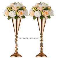 Excellente Qualité Métal Plaqué Or Fleur De Lotus Et Feuilles Designer Look Attrayant Décoration De Mariage Centres De Table Fournitures