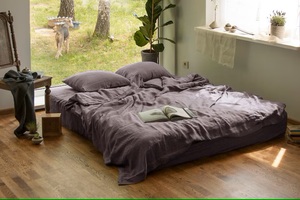 Luxurious 3-<b>Pc</b> European Linen Duvet <b>Set</b> 200TC for Queen King Sizes 2 Pillowcases Pure European Linen Wholesale Weddings Hotels - Product Image 2