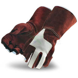Gants de soudage en cuir de vache fabriqués en usine à bas prix, gants de sécurité antidérapants de haute qualité pour une utilisation en extérieur, fermeture à enfiler - Product Image 2