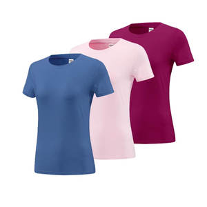 Camiseta informal de manga corta con cuello redondo y logotipo personalizado de algodón 100% para mujer con colores personalizados tela transpirable y de alta calidad - Product Image 1