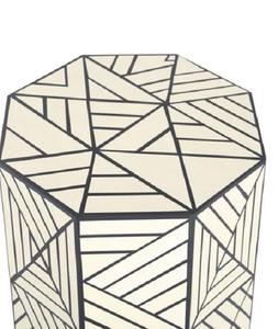 Tabouret latéral de travail en résine avec incrustation d'os antique moderne Artisanat naturel Meubles de table d'appoint de lit Expédition rapide incluse - Product Image 4