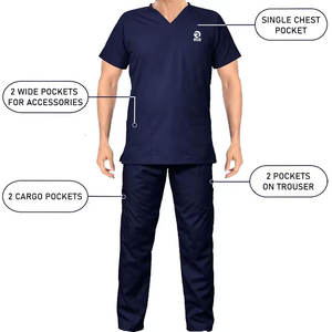 Medical <b>Doctor</b> Nursing Scrub Uniform <b>Set</b> Wholesale Cotton Made New Style Medical Scrub <b>Set</b> - Product Image 5