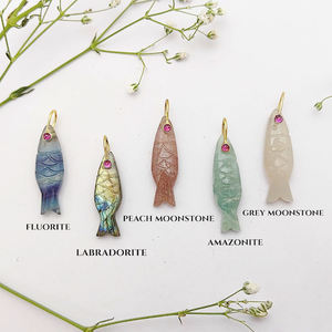 925 Argent Multi Fluorite Poisson Sculpté Charmes Pendentif-Tendance Sculpté À La Main Charmes-Vente En Gros - Product Image 2