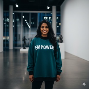 Nuevo Estilo Premium, Sudadera Holgada con Cuello Alto Simulado, Ecológica, de Forro Polar, Invierno, Poliéster/Algodón, Informal para Mujer, Marca Privada - Product Image 6