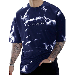 Camiseta de gran tamaño OEM con logotipo personalizado para hombre Camiseta de manga corta con estampado digital Tie-Dye con hombros Caídos para hombre y niño - Product Image 3