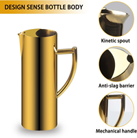 Nouvelle Carafe à Eau en Acier Inoxydable 1L/2L Écologique Style Américain Personnalisable avec Poignée, Théière Droite, Bouilloire pour Restaurant et Fêtes