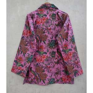 Ensemble de pyjama d'été en coton imprimé à la main, imprimé floral indien, pyjama de nuit, doux, respirant, séchage rapide, vêtements de nuit - Product Image 4