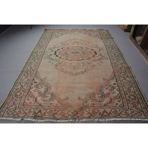 Vintage Turkish Rug 6'1\" X 9' ft Pink Beige Flat Weave Large Area for Living Room Decor Patchwork Design Wool Material Latex - Product Image 1