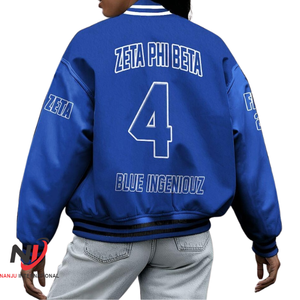 Zeta Phi Beta Varsity Jacket Custom Chapter, Personalized Blue Varsity Jacket, Zeta Phi Beta All Over Print Letterman Jackets - Product Image 2