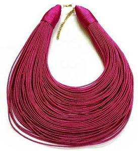 Conjunto de collar y pendientes de moda con hilo de Color personalizado, cadena de eslabones de moda con bordado colorido hecho a mano para fiestas, estilo único - Product Image 1