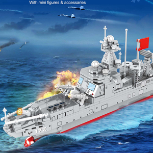 593pcs quân đội quân đội bảo vệ bờ biển thiết giáp hạm hải quân tàu chiến tên lửa tàu khu trục gạch chàng trai 052d mô hình khối xây dựng Bộ đồ chơi - Product Image 5