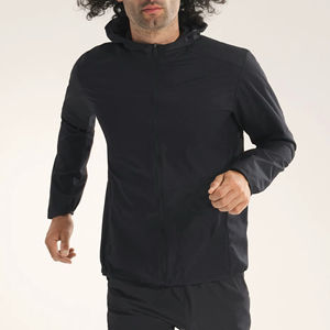 Veste coupe-vent confortable à capuche avec fermeture éclair unique pour homme, style décontracté, vêtements de voyage, douce et chaude, coupe décontractée - Product Image 1