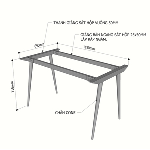 Pieds de table en fonte de style industriel pour tables à manger 120x70cm HCCO004 – Pieds de meubles nécessitant assemblage - Product Image 2