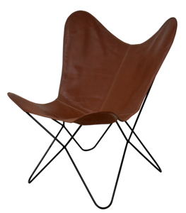 Silla Moderna de Cuero Genuino y Hierro con Diseño de Mariposa para Oficina en Casa, Bar, Restaurante, Cafetería - Product Image 1
