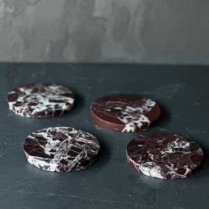Posavasos de Mármol Rojo Cereza Rosso Levanto, Decoración de Piedra Hecha a Mano - Product Image 5
