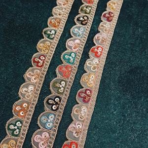 Encaje bordado floral colorido vibrante con diseño intrincado para moda, artesanía y decoración del hogar - Product Image 1