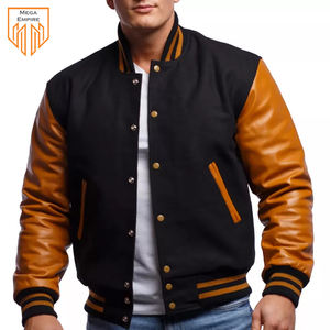 Chaqueta universitaria de cuero de calidad superior de venta superior Abrigos de cuello alto con logotipo universitario y béisbol bordados personalizados - Product Image 2