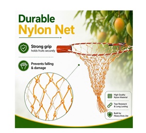 Panier de cueillette manuel multifruits DIY simple avec filet en nylon robuste et tête de ramasseur de fruits en métal - Product Image 6