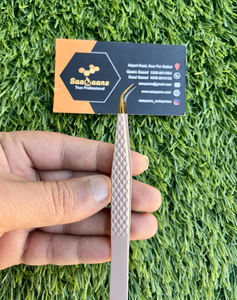 Pinzas profesionales para extensión de pestañas de acero inoxidable Peach Nude Diamond Grip Classic y volumen con punta puntiaguda - Product Image 3